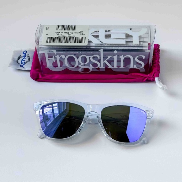 Oakley Frogskins Polished Clear with Violet Iridium Lenses - Picture 2 of 2